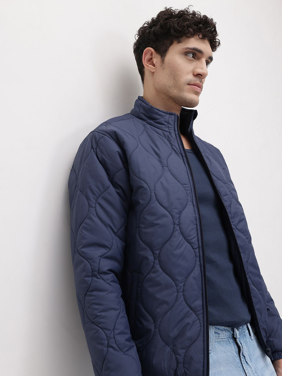 Image of Roadster Men Solid Quilted Jacket