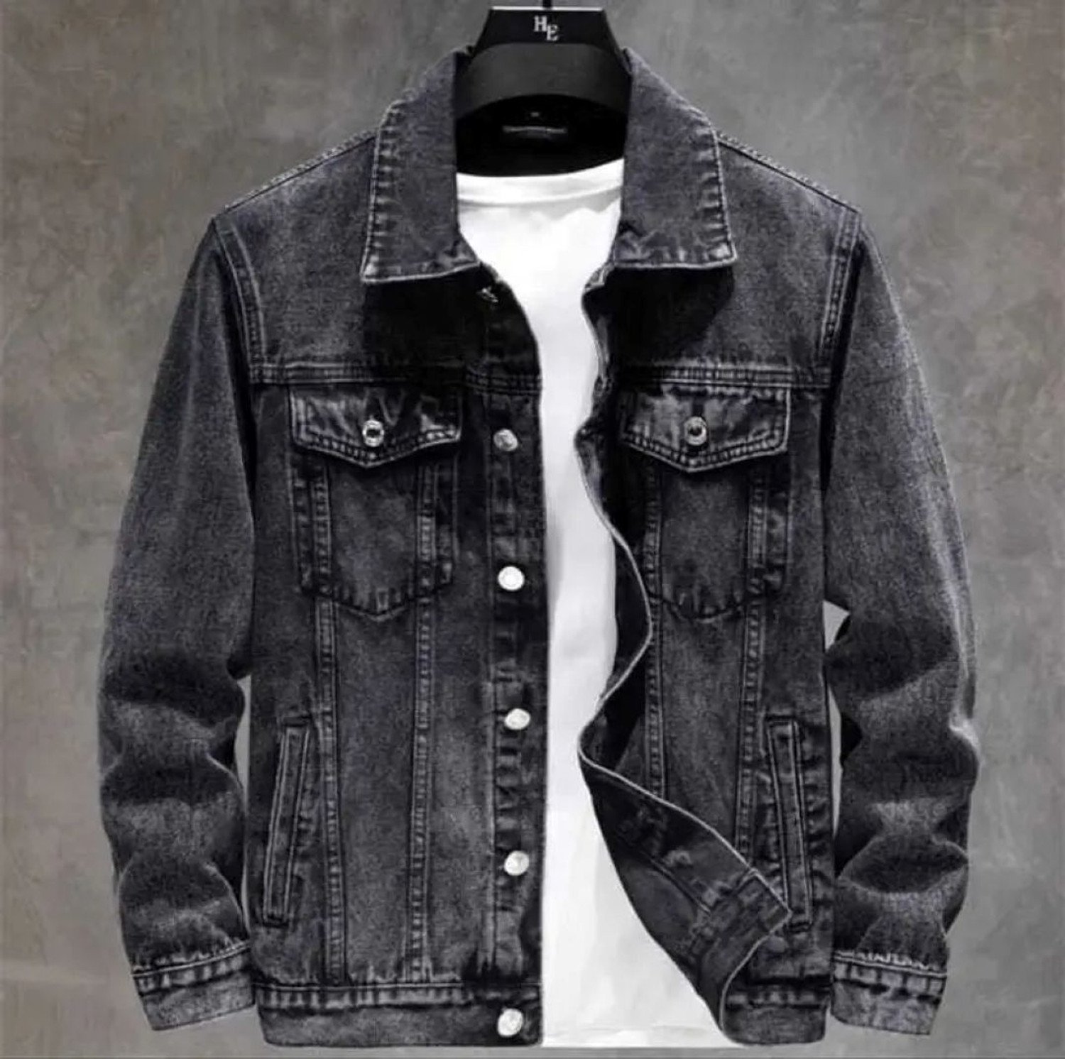 Image of mevan Full Sleeve Solid Men Denim Jacket