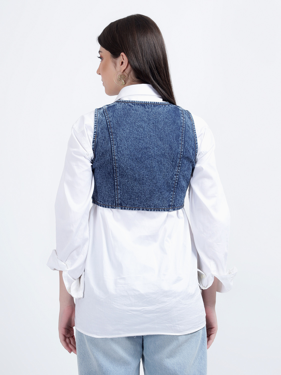 Image of DRAPE AND DAZZLE Sleeveless Washed Women Jacket