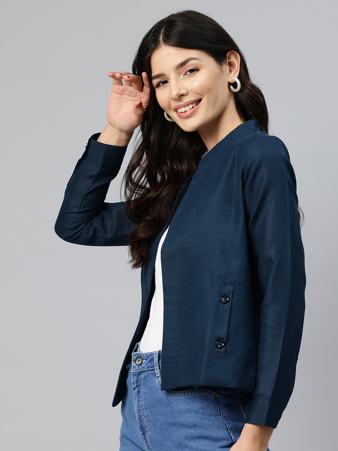 Image of Cottinfab Full Sleeve Solid Women Jacket