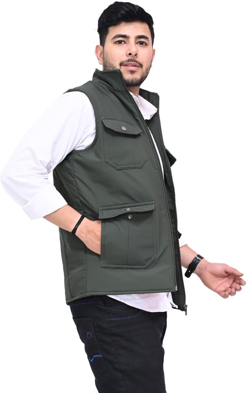 Image of SSGARMENTS Sleeveless Solid Men Jacket