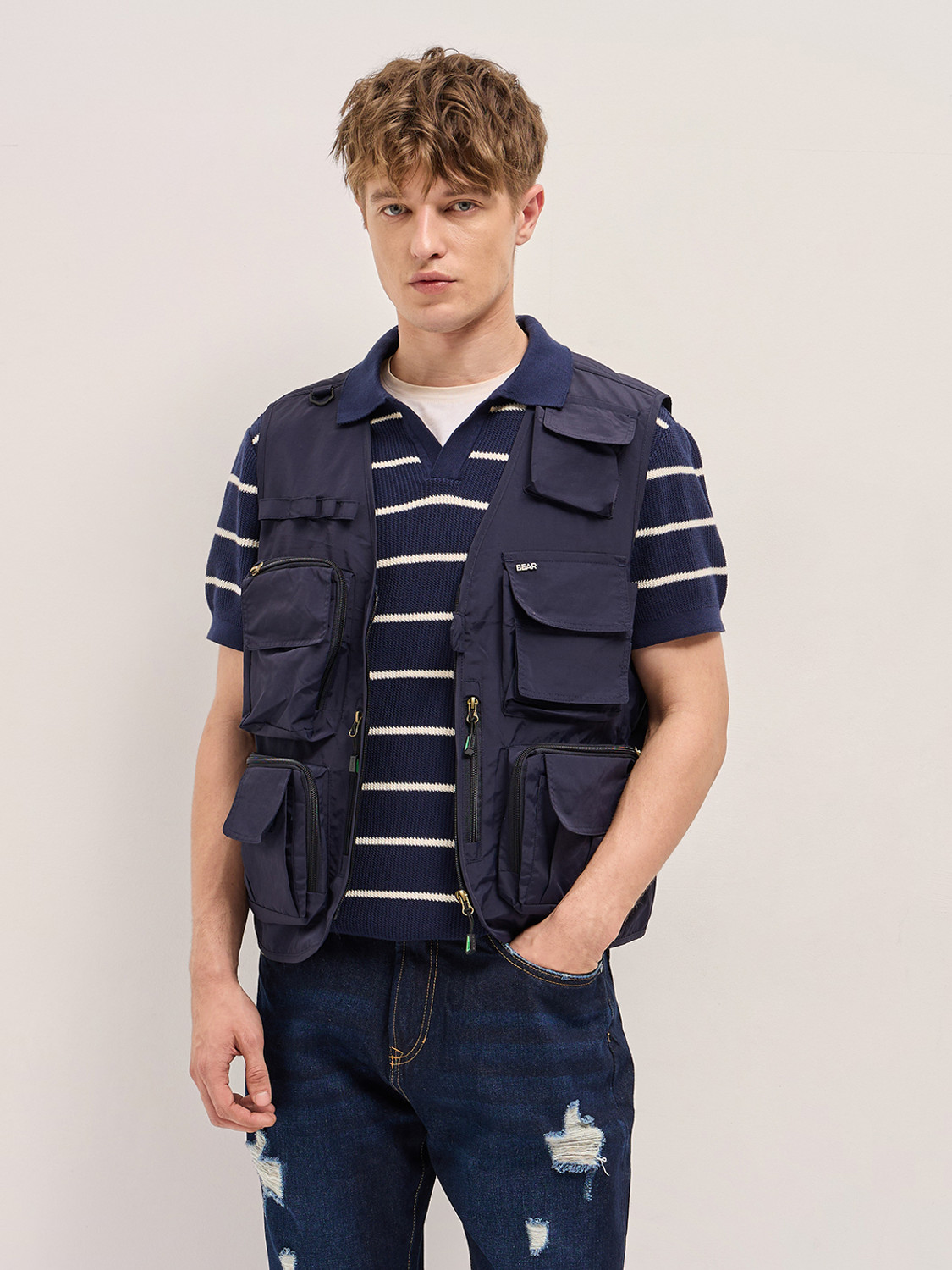 Image of THE BEAR HOUSE Sleeveless Solid Men Jacket