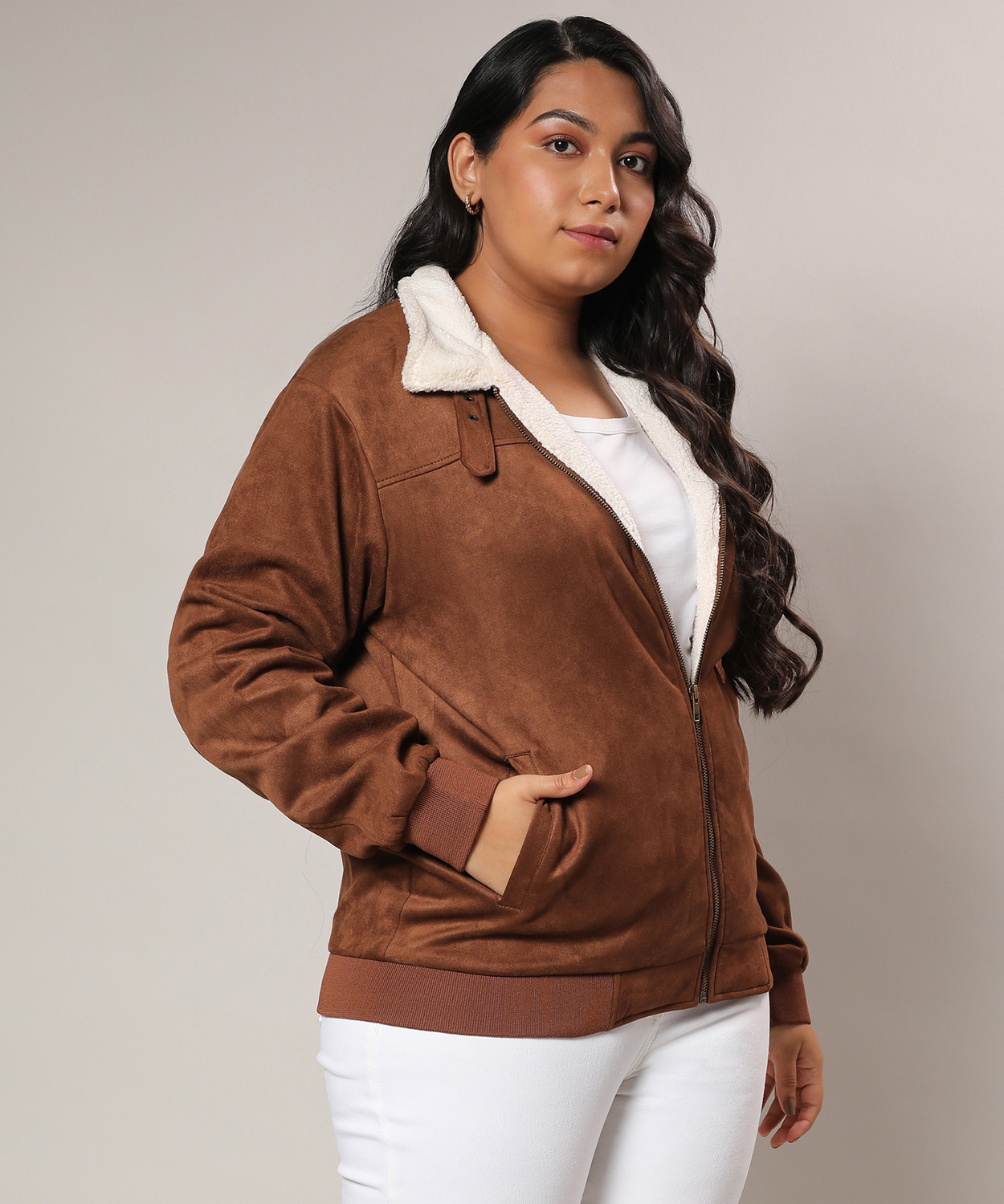 Image of Instafab Plus Full Sleeve Solid Women Jacket
