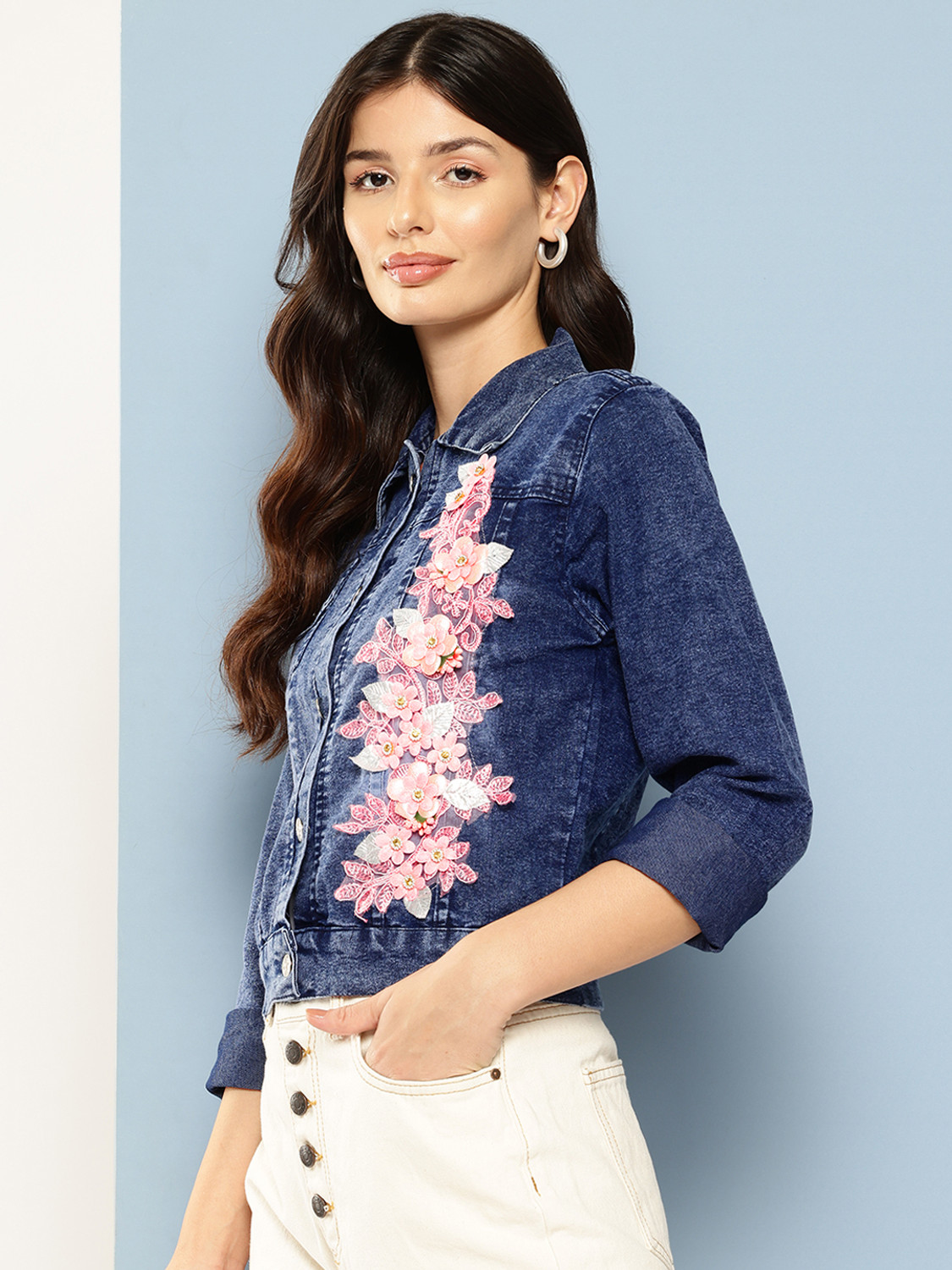 Image of Aarika Women Washed Denim Jacket