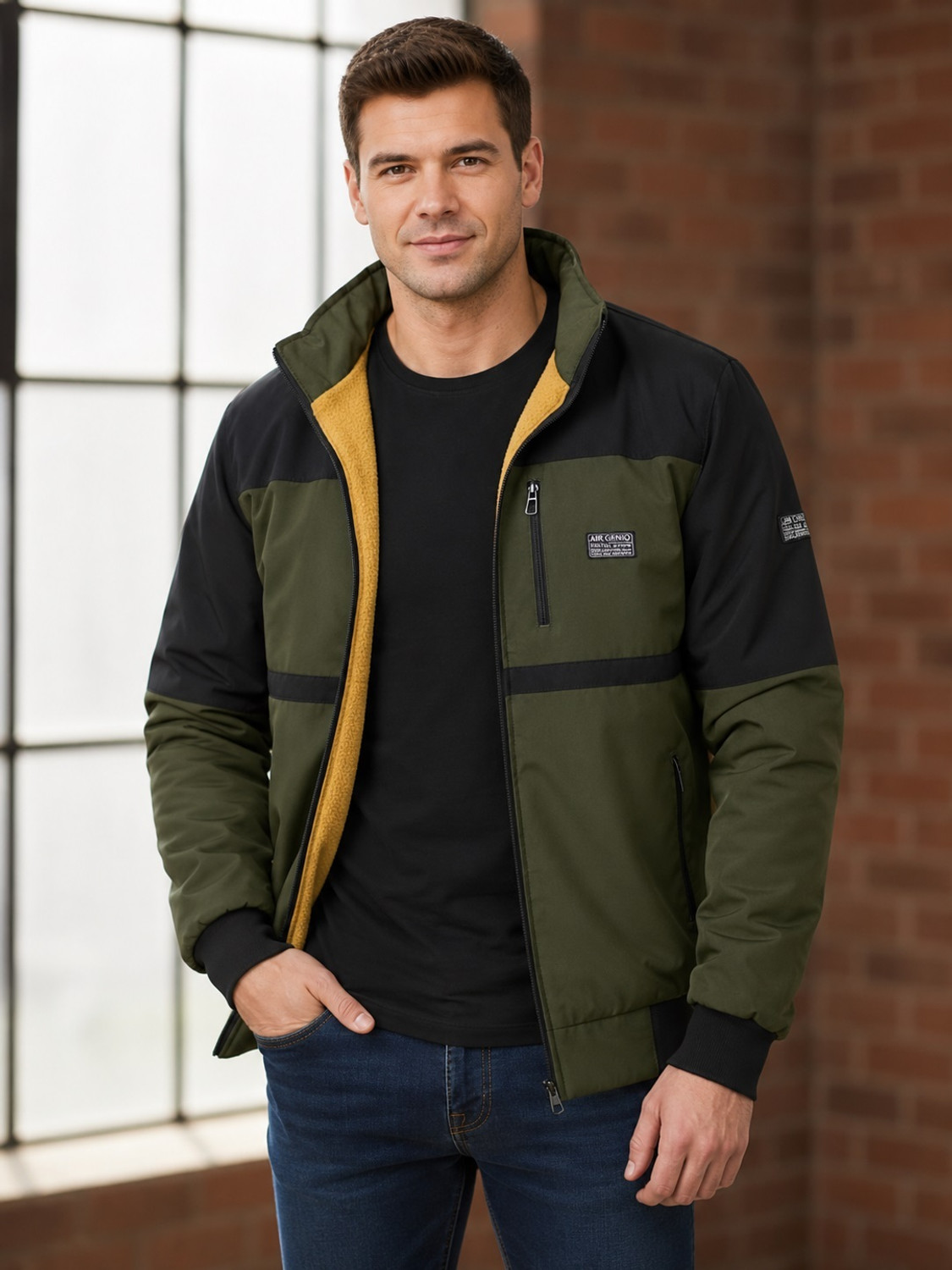 Image of TrendsTalk Men Colorblock Bomber Jacket