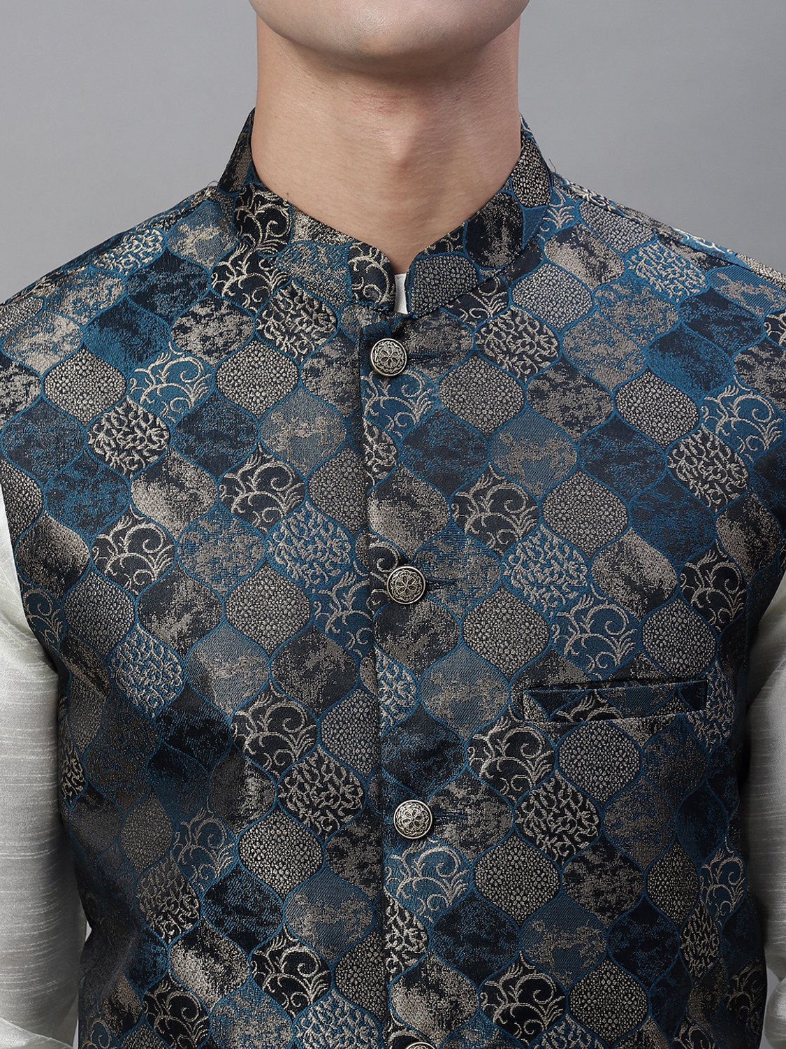 Image of ANOUK Sleeveless Self Design Men Jacket