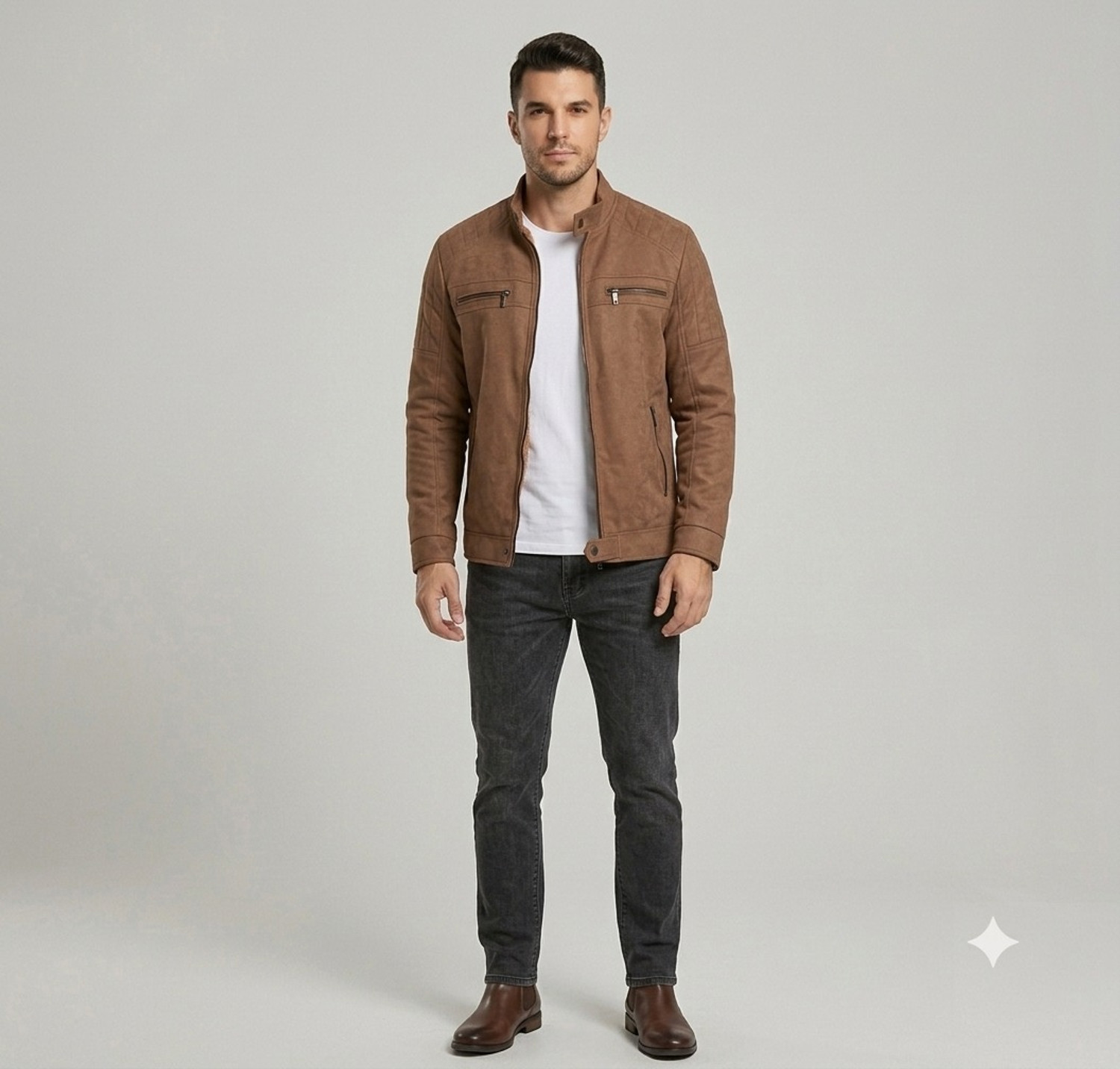 Image of GENZARTICLES Full Sleeve Solid, Self Design Men Jacket