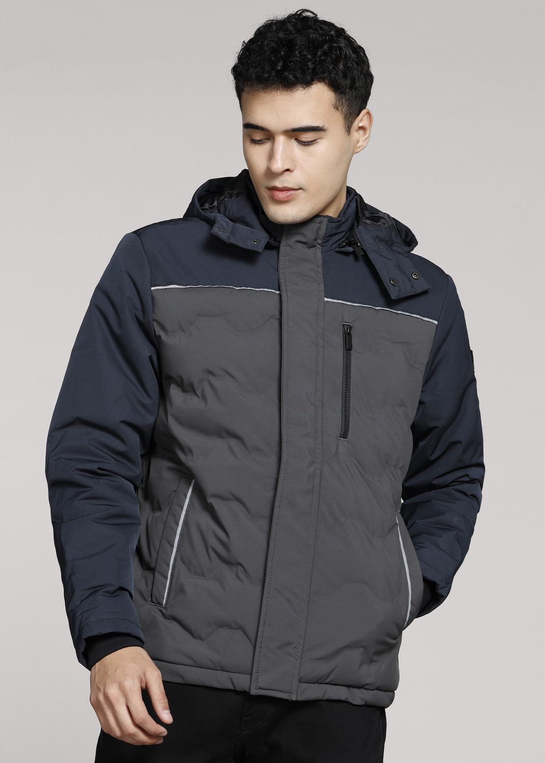 Image of INDIAN TERRAIN Men Colorblock Biker /Riding Jacket