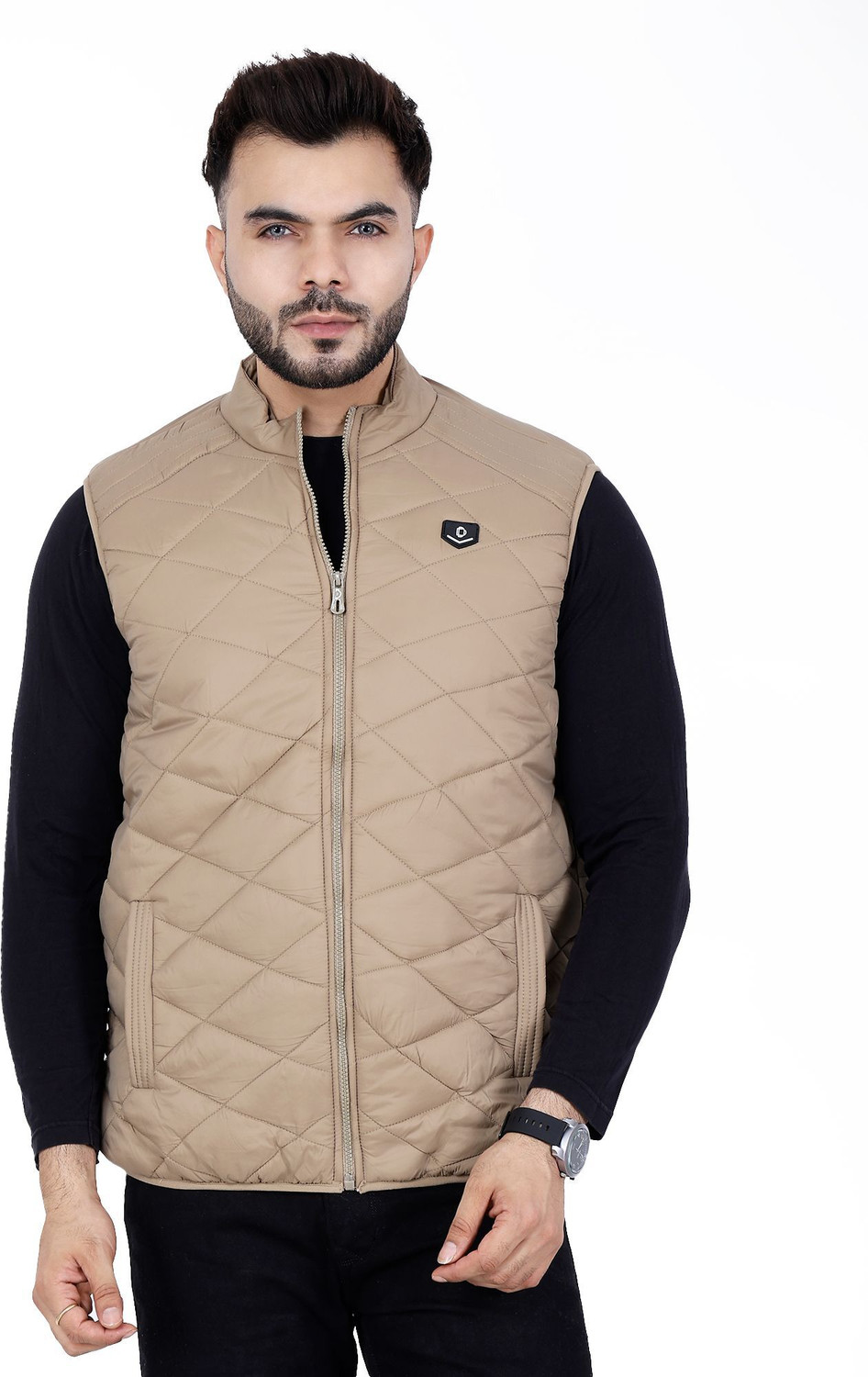 Image of Dollar Half Sleeve, Sleeveless Solid Men Jacket