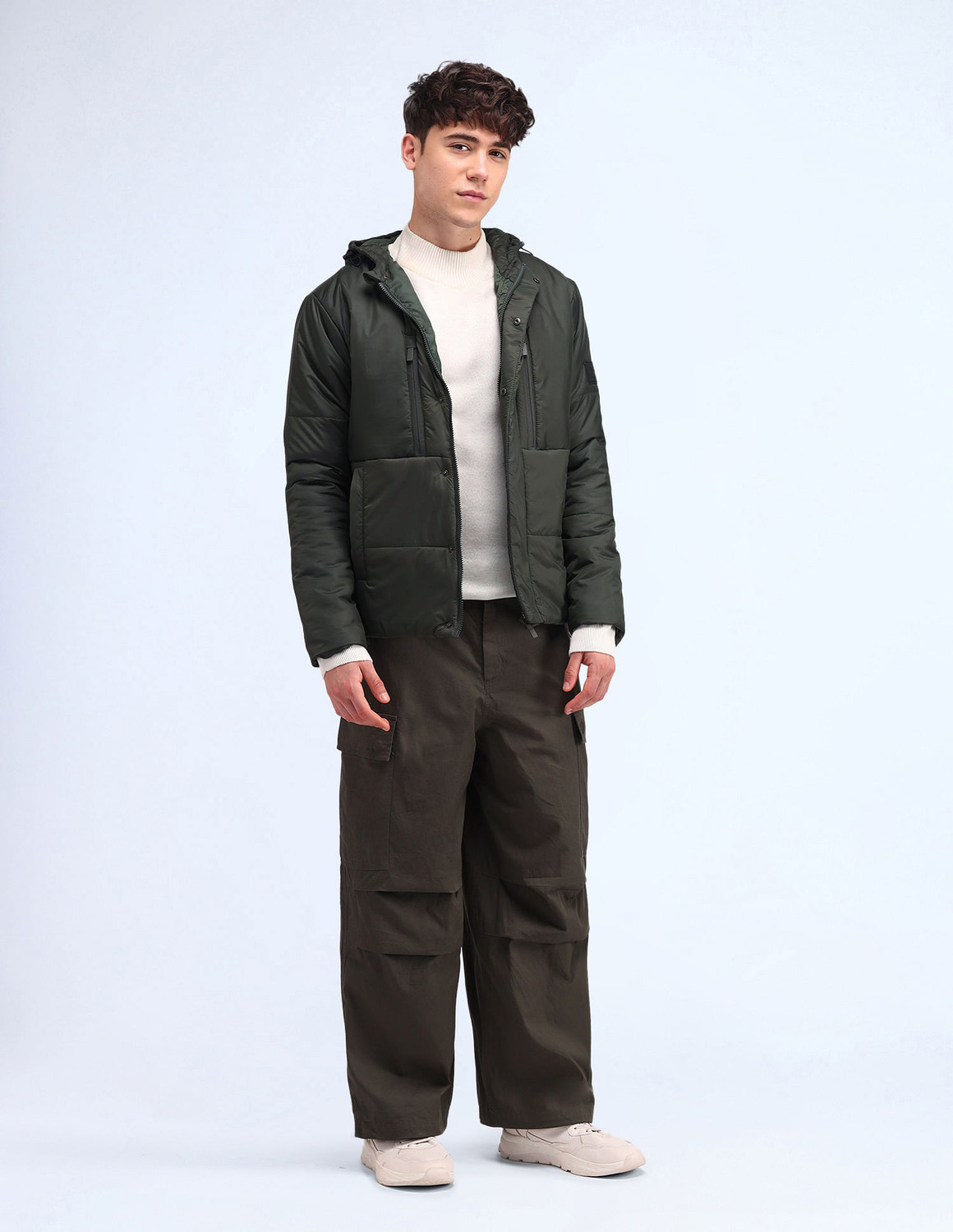 Image of FLYING MACHINE Men Solid Puffer Jacket