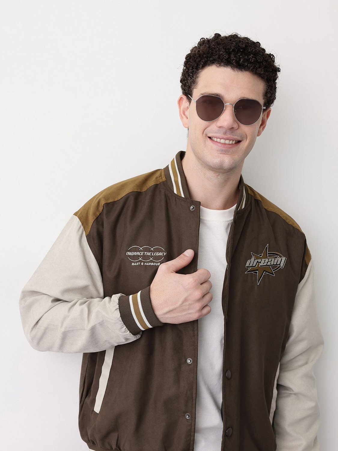 Image of Mast & Harbour Men Self Design Bomber Jacket