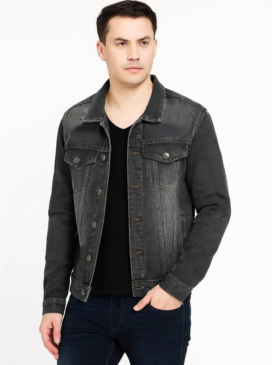 ATHRZ Full Sleeve Self Design Men Denim Jacket