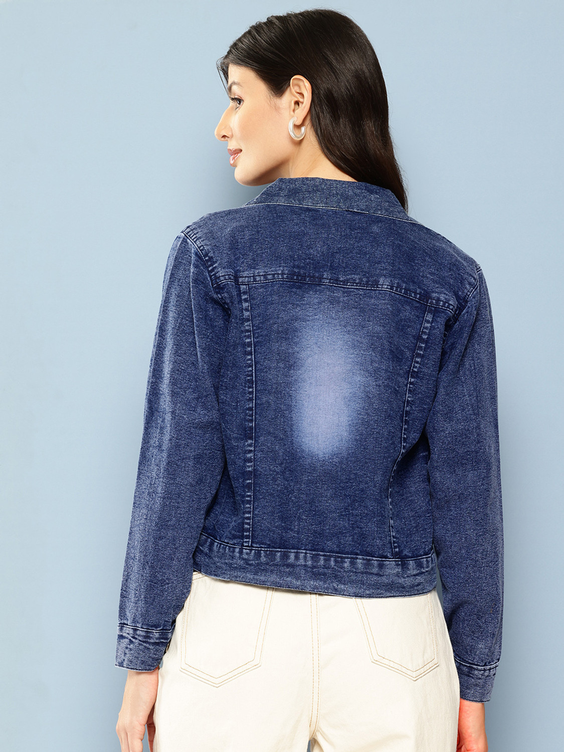 Image of Aarika Women Washed Denim Jacket
