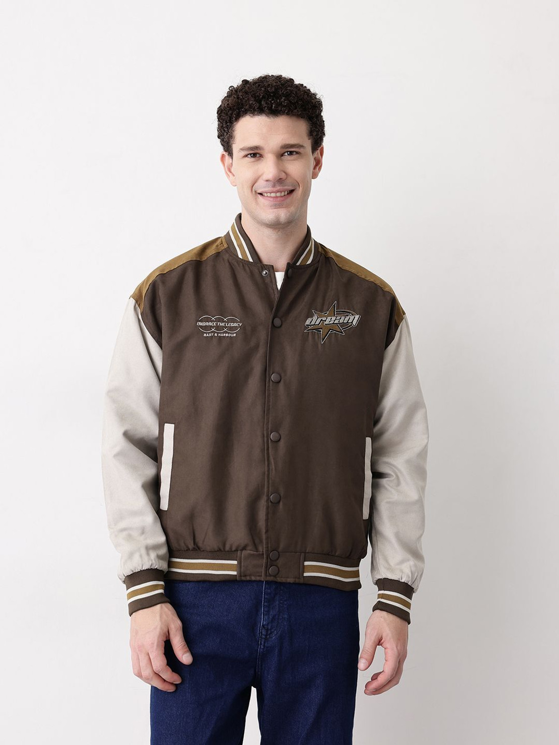 Image of Mast & Harbour Men Self Design Bomber Jacket
