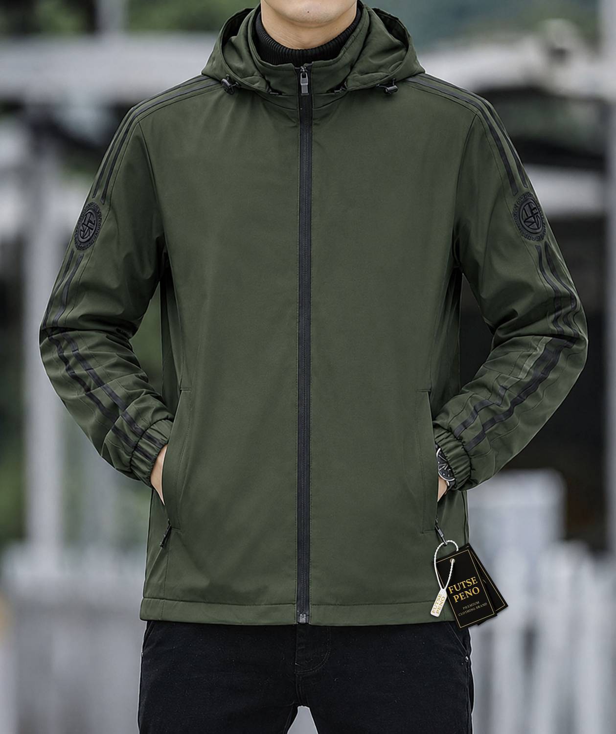 FUTSE PENO Full Sleeve Striped Men Jacket - Image 4