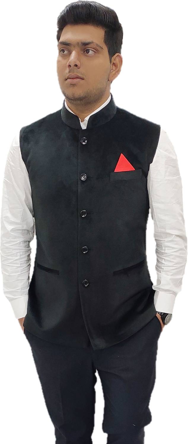 ALJAAMI Sleeveless Solid Men Jacket