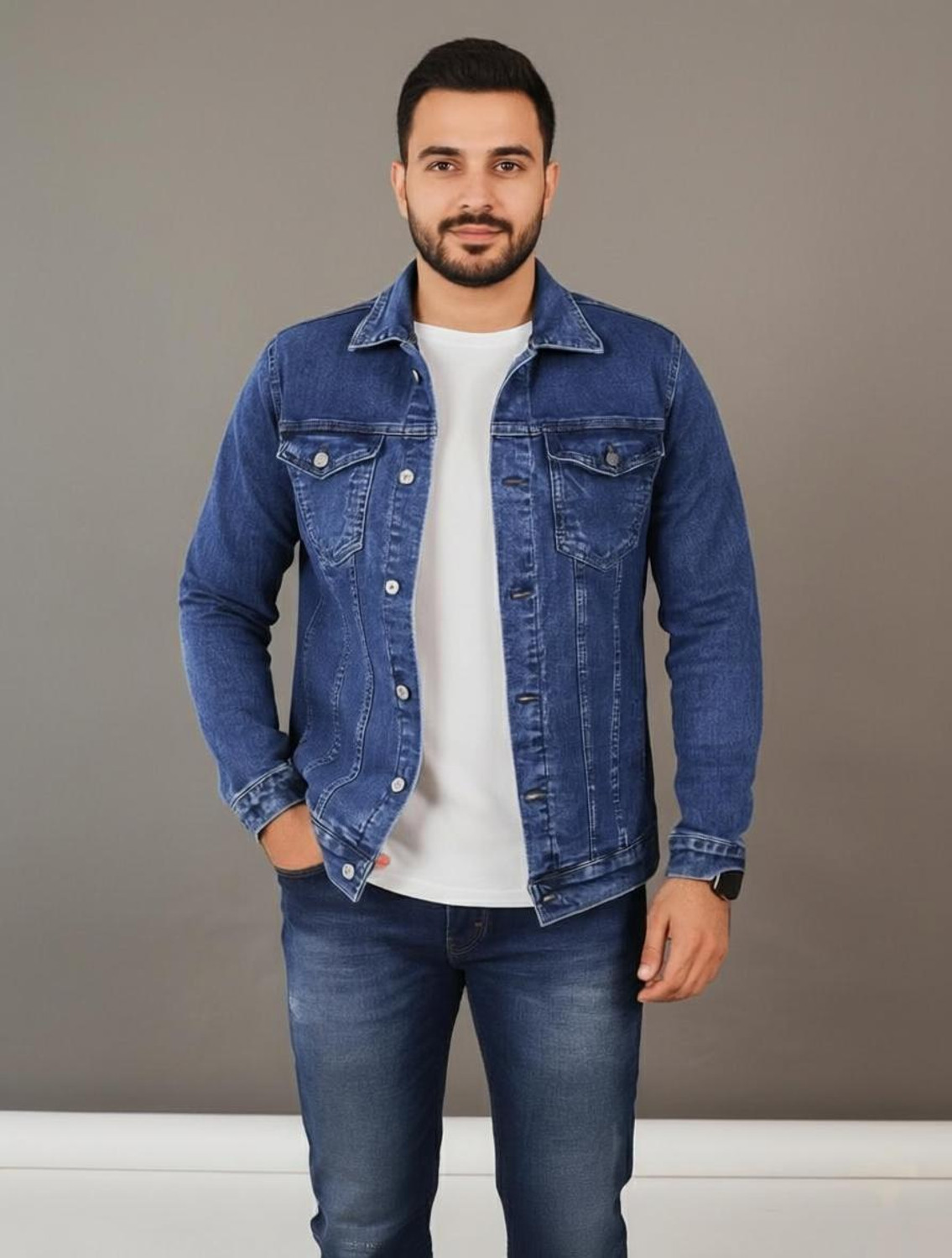 Image of Klyro Full Sleeve Washed Men Denim Jacket