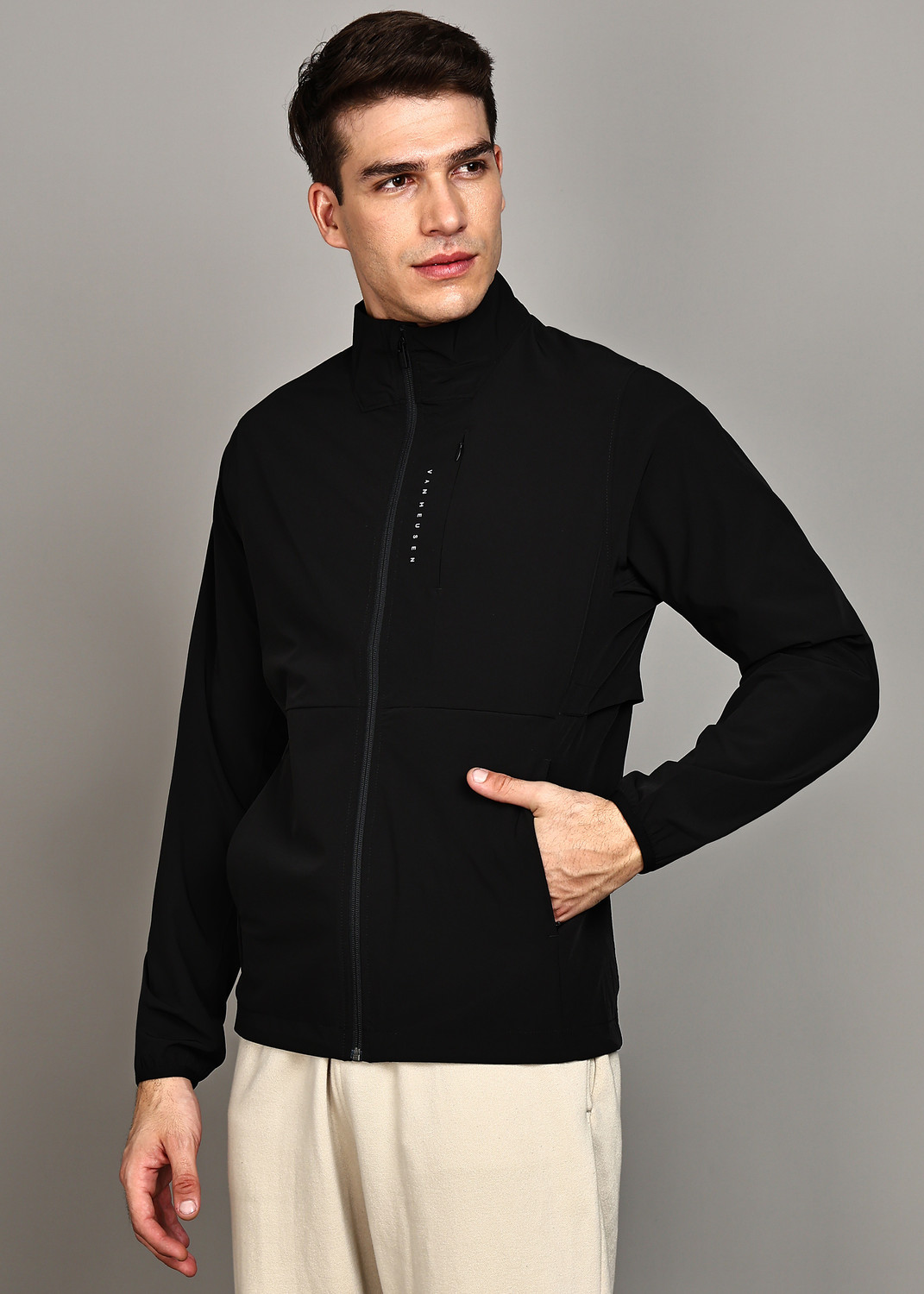 Image of VAN HEUSEN Full Sleeve Solid Men Jacket