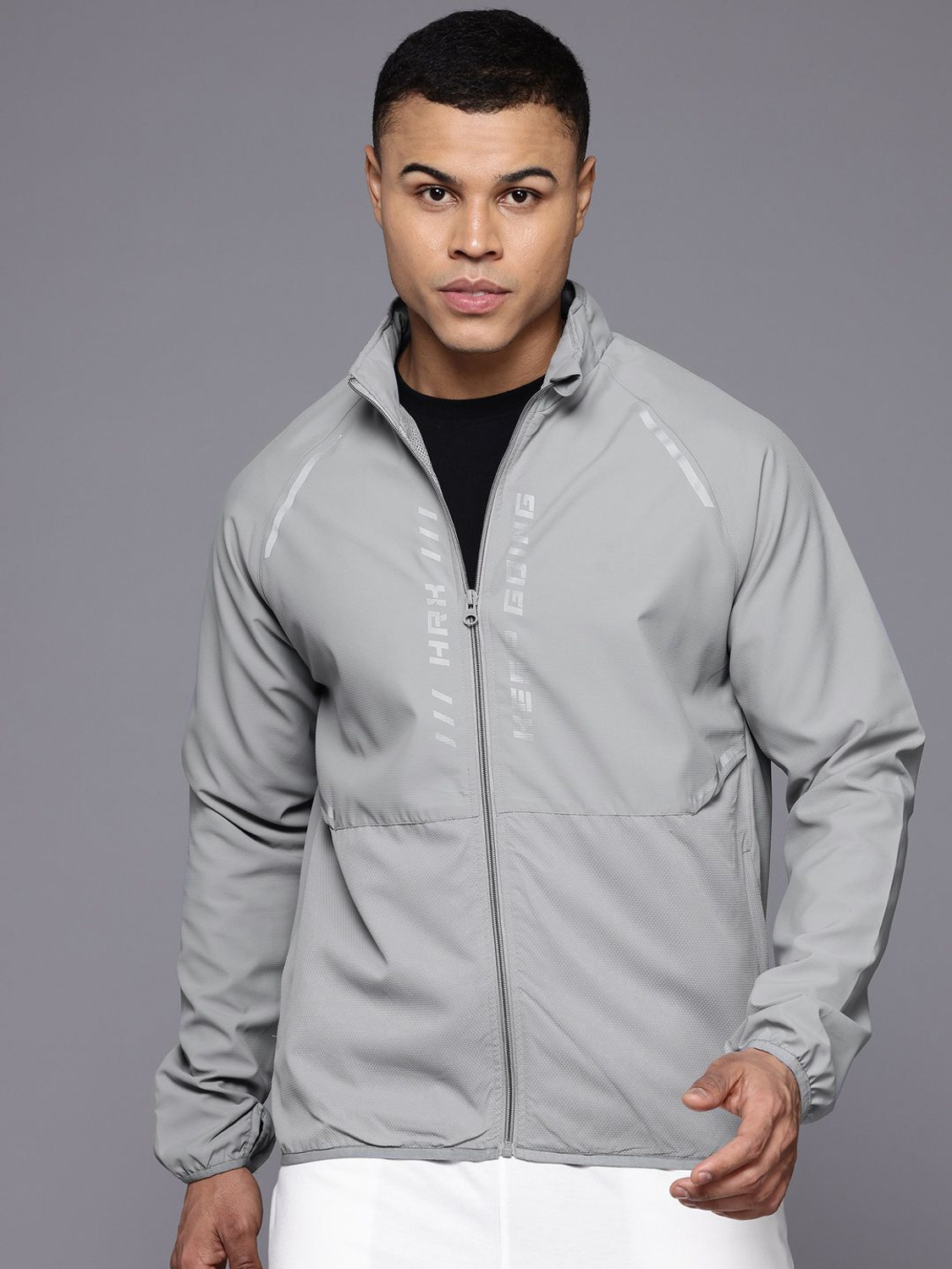 Image of HRX by Hrithik Roshan Full Sleeve Solid Men Sports Jacket