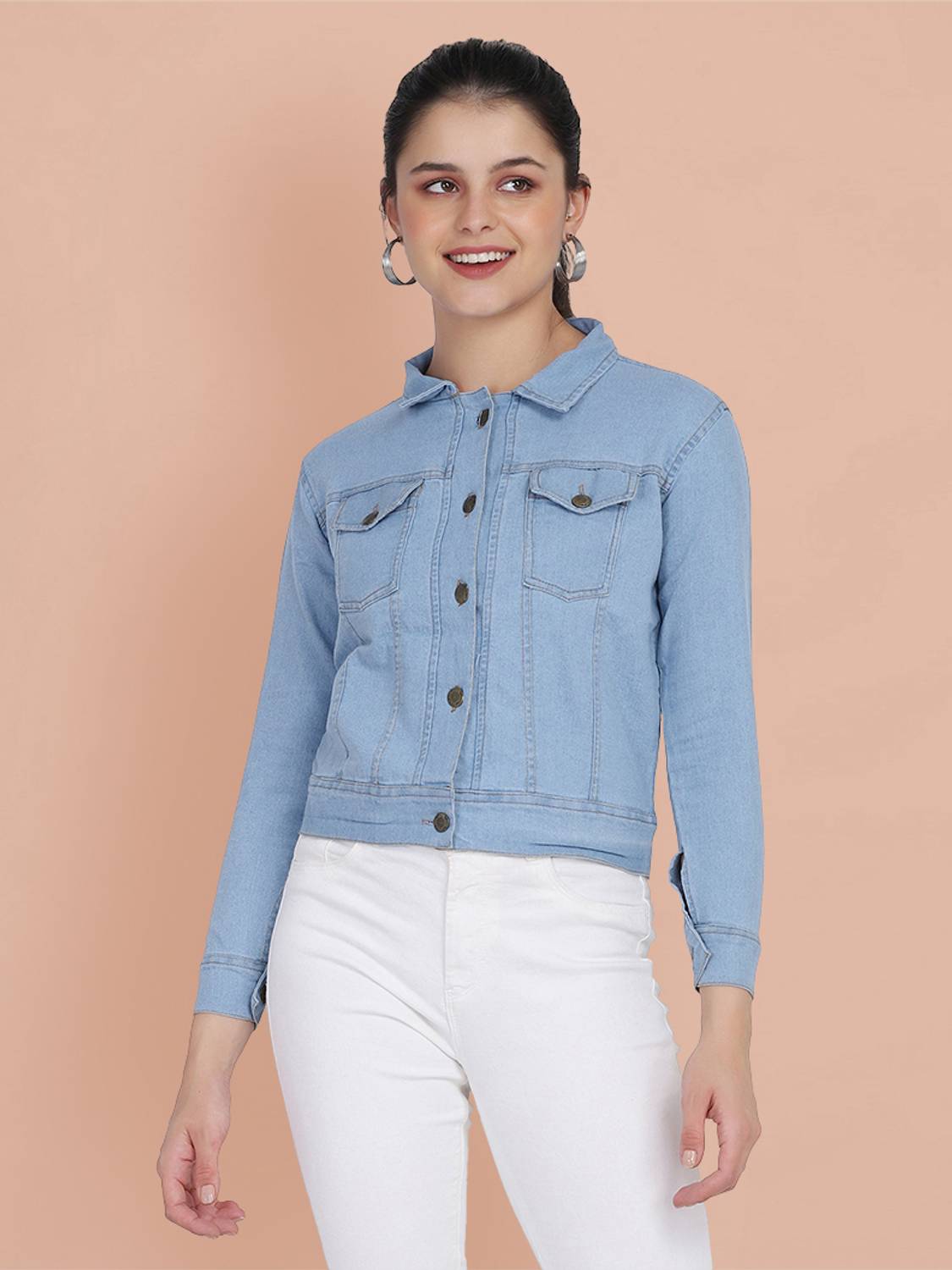 QIOA Full Sleeve Solid Women Denim Jacket