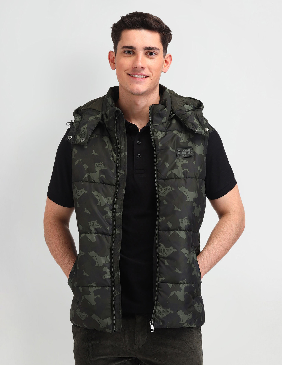 Image of U.S. Polo Assn. Denim Co. Half Sleeve Printed Men Jacket