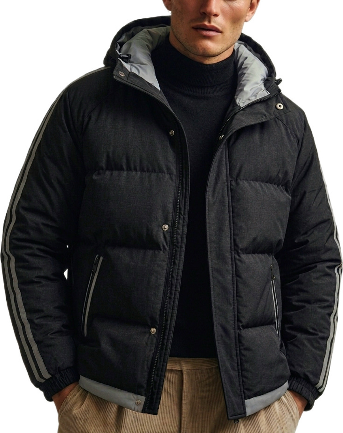 Image of Blaq Ash Men Striped Puffer Jacket