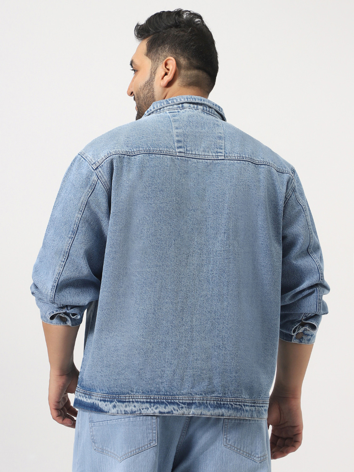 Image of Urbano Plus Full Sleeve Washed Men Denim Jacket