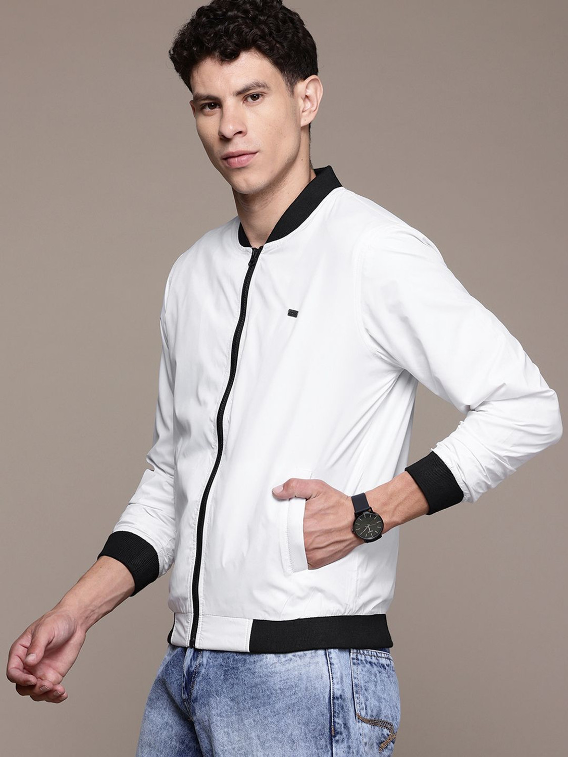 Image of Roadster Full Sleeve Solid Men Bomber Jacket