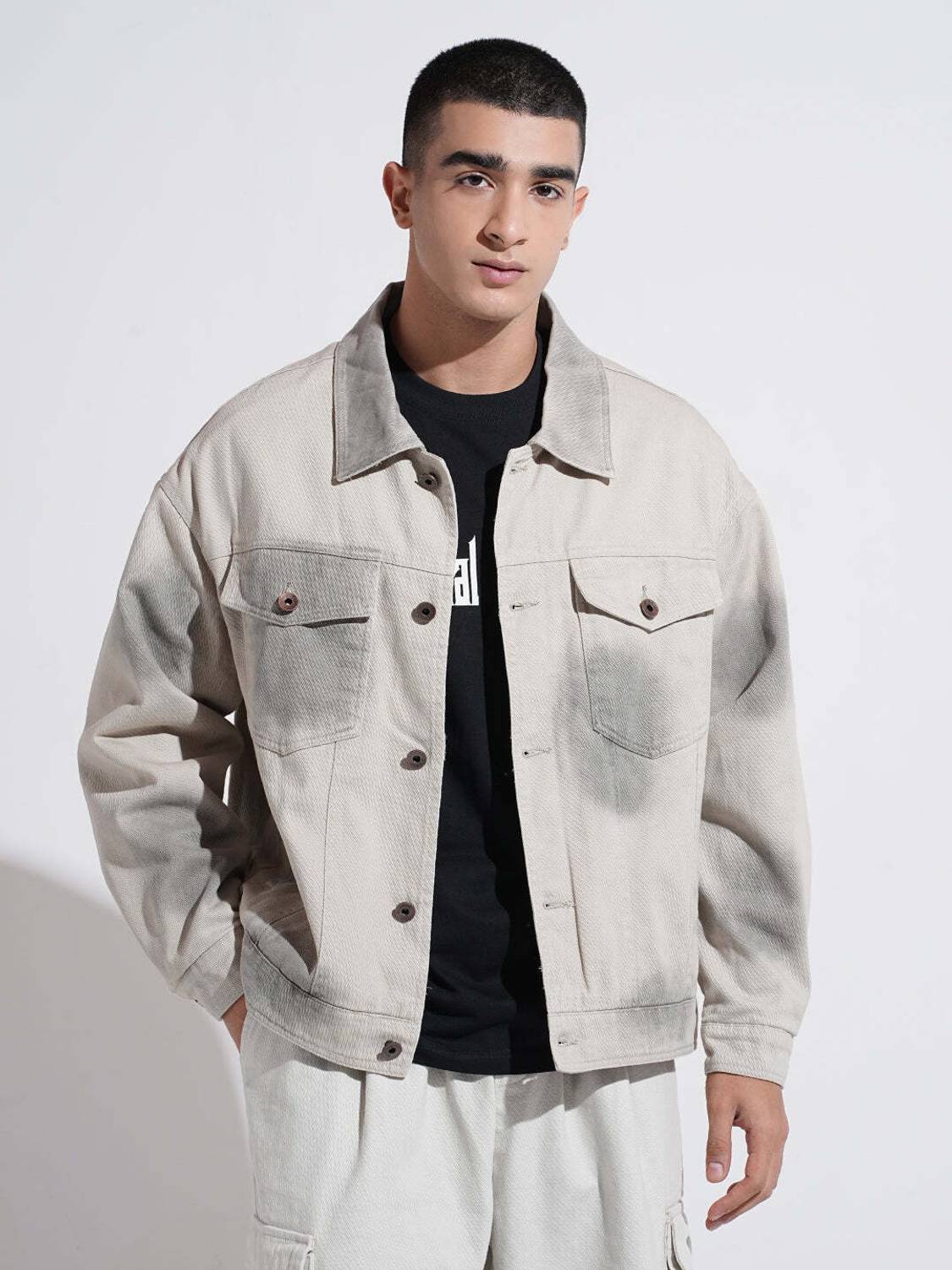 SHOWOFFFF Full Sleeve Dyed/Ombre Men Denim Jacket