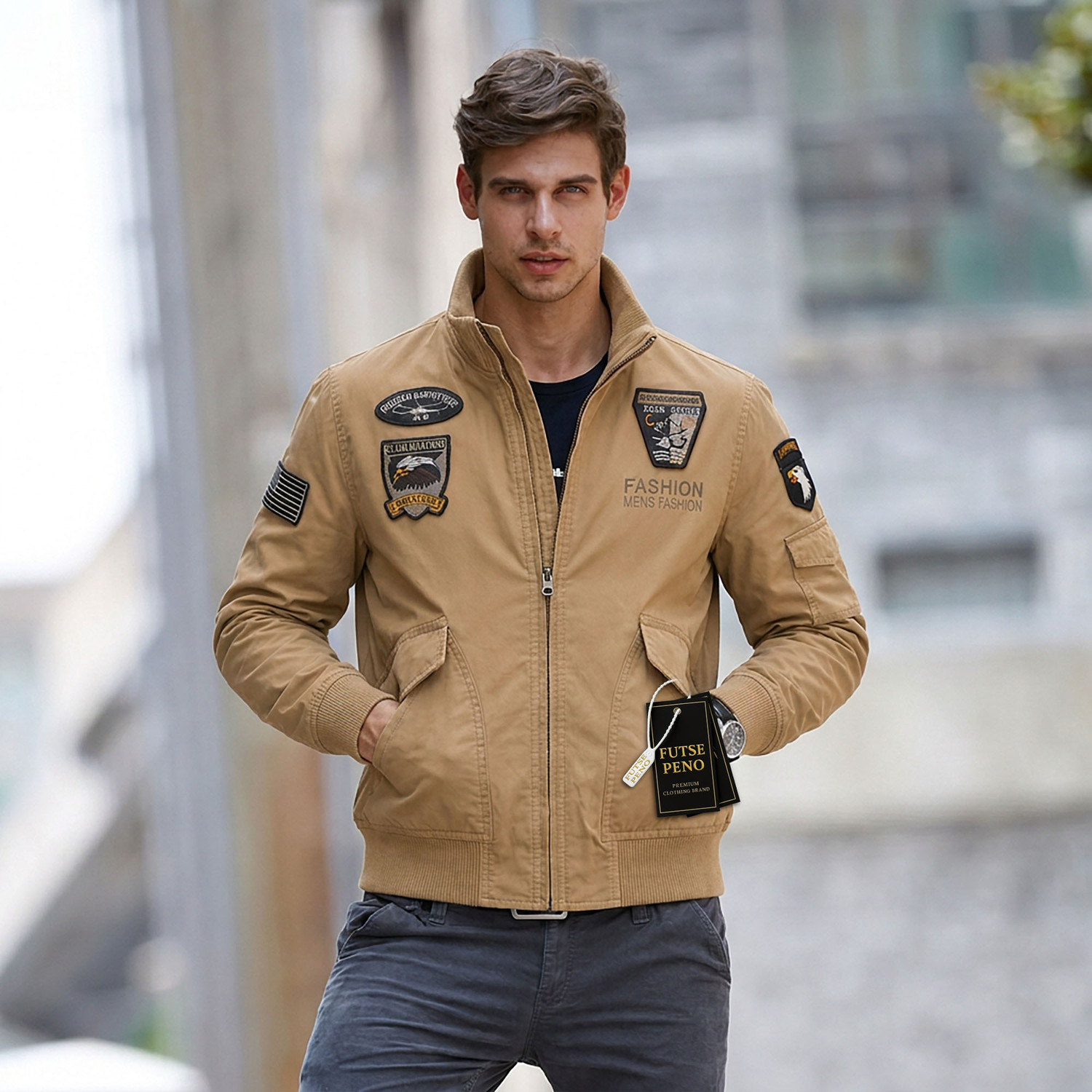 Image of FUTSE PENO Full Sleeve Applique Men Jacket
