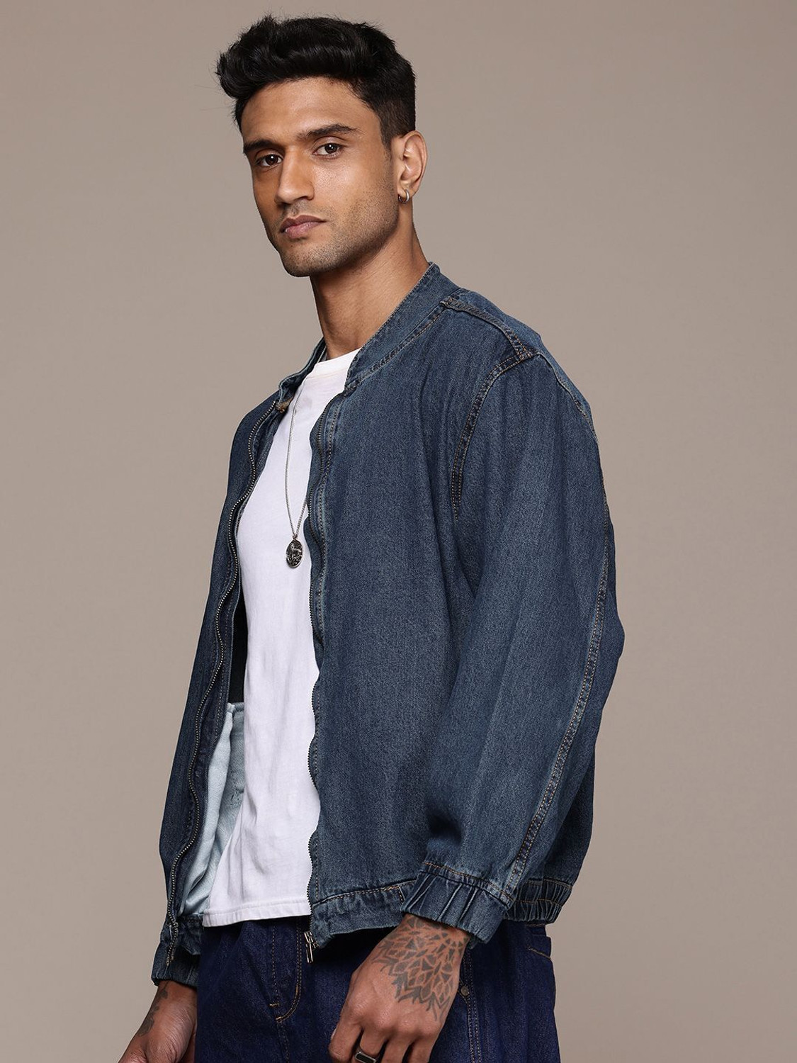 Image of Roadster Men Solid Bomber Jacket
