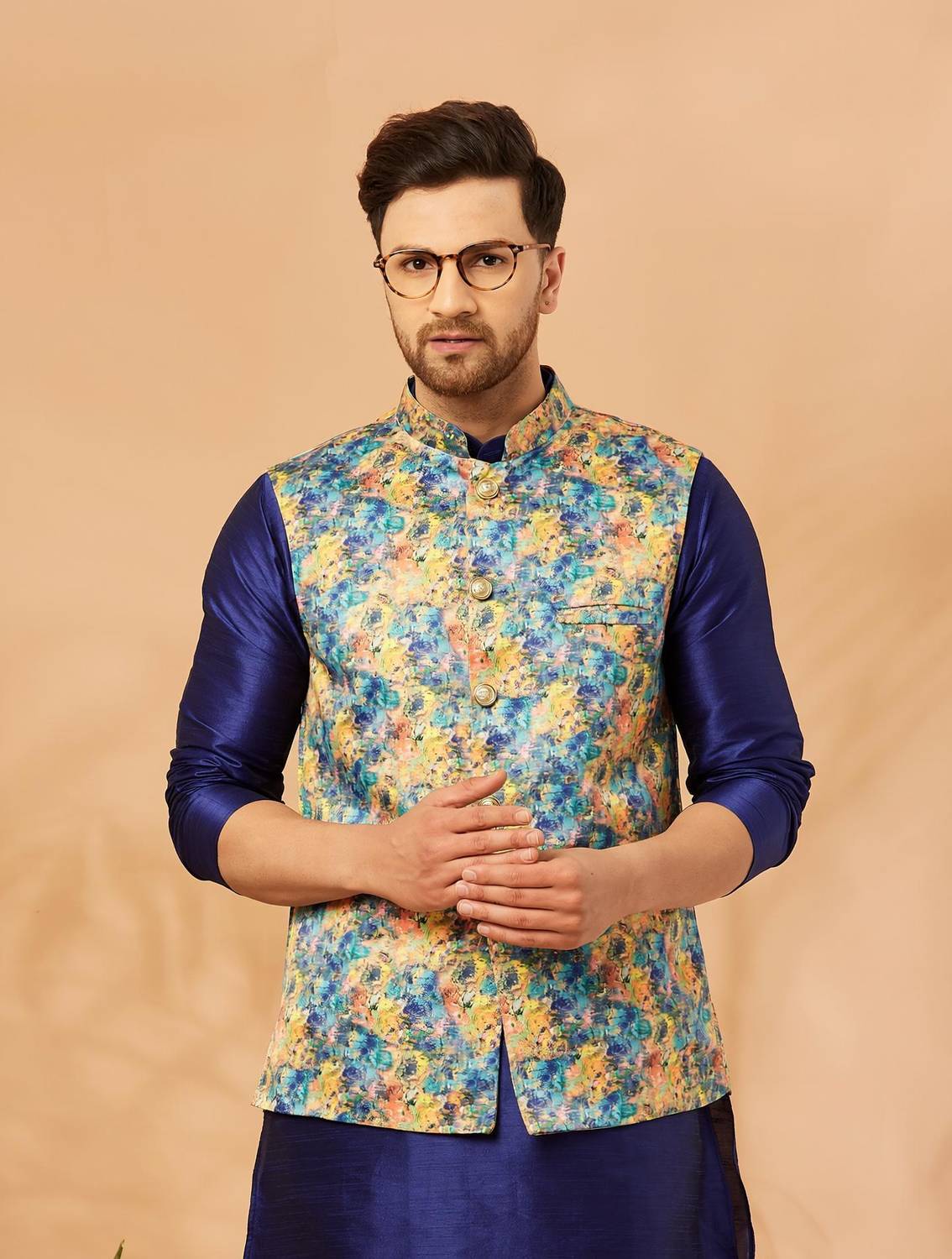 ARMAAN ETHNIC Sleeveless Printed Men Jacket