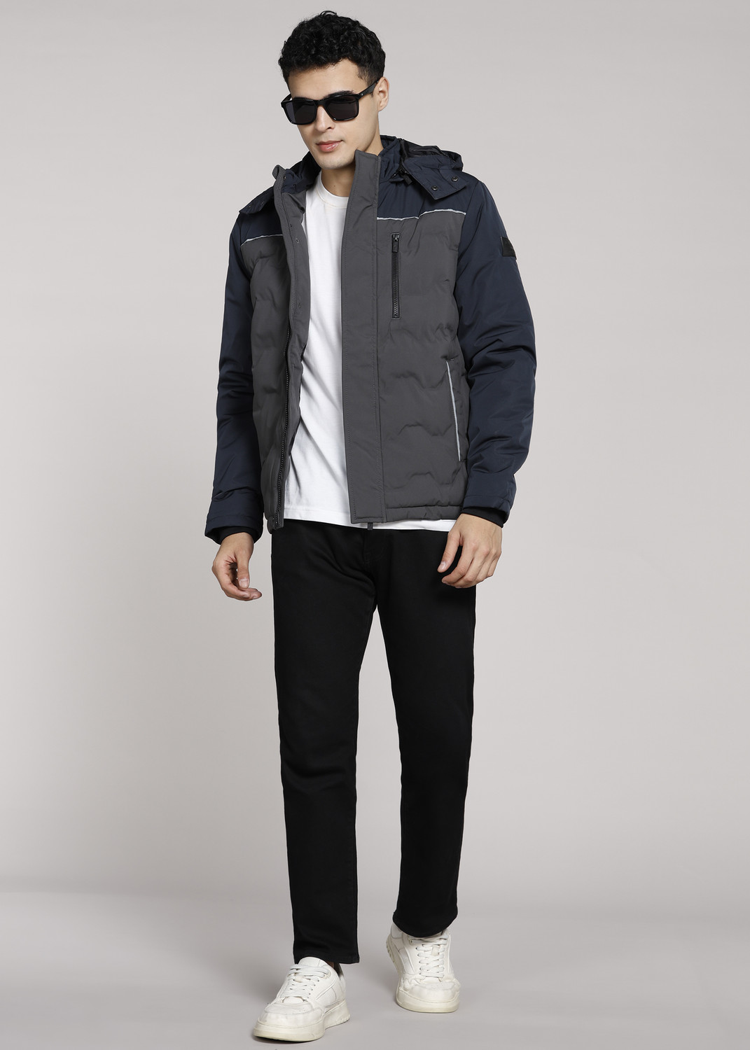 Image of INDIAN TERRAIN Men Colorblock Biker /Riding Jacket