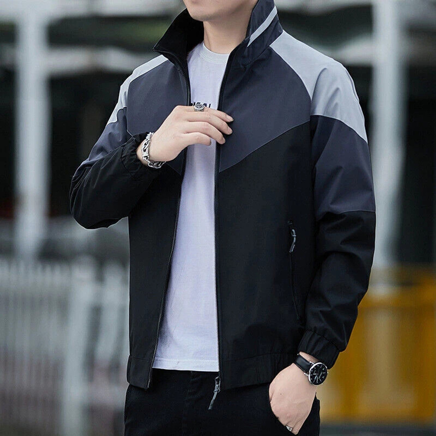 Image of Mia Fashion Men Solid Quilted Jacket