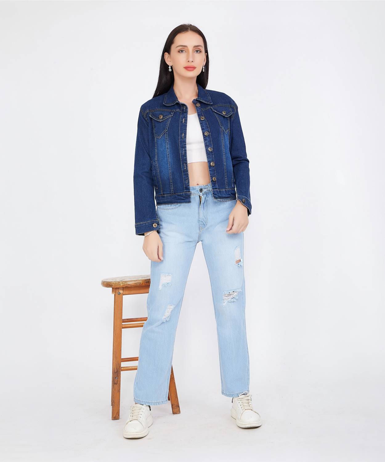 CEFALU Full Sleeve Washed Women Denim Jacket