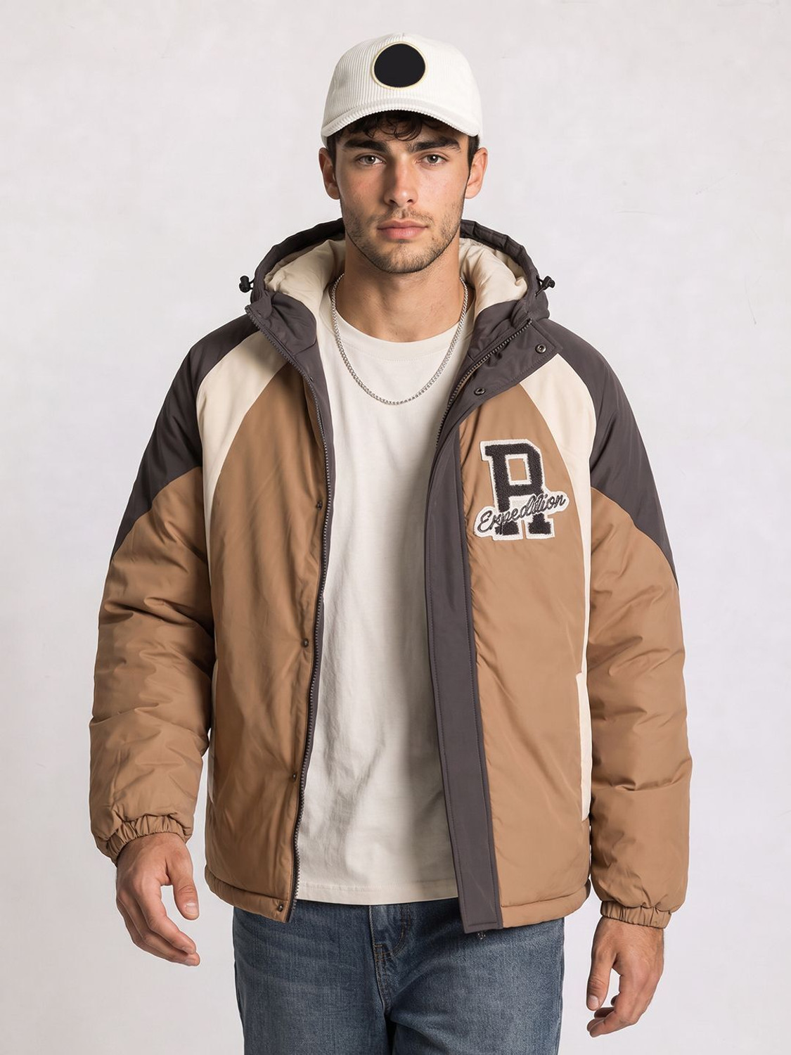 Image of Roadster Men Colorblock Puffer Jacket
