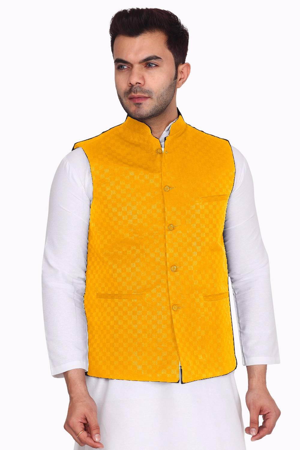 Aaryavar Sleeveless Checkered Men Jacket