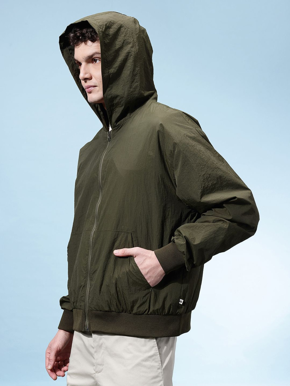 Image of Glitchez Full Sleeve Solid Men Bomber Jacket