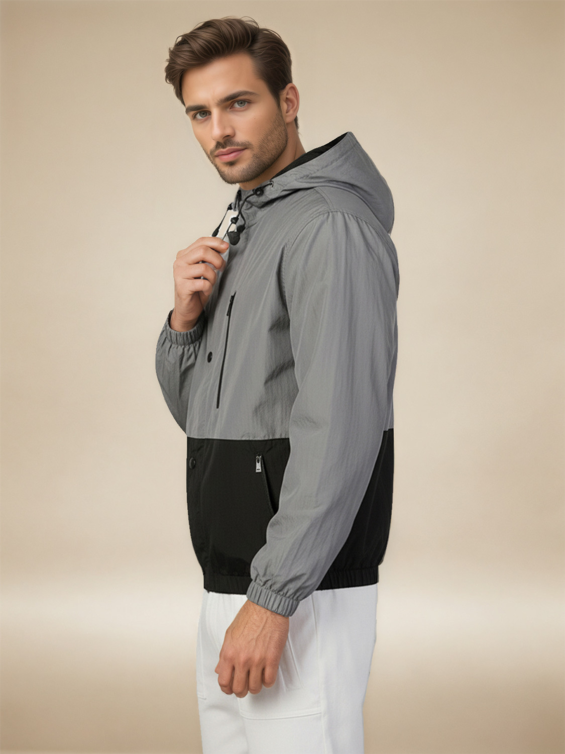 Image of CHKOKKO Full Sleeve Colorblock Men Jacket