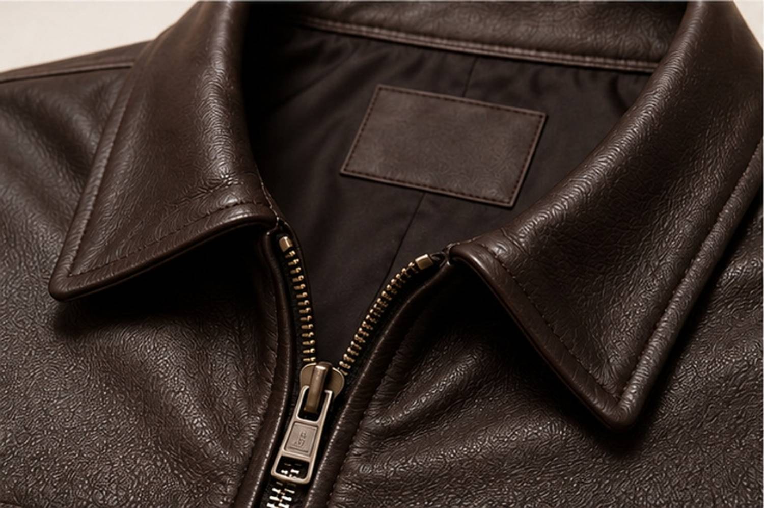 Men Solid Leather Jacket - Image 5