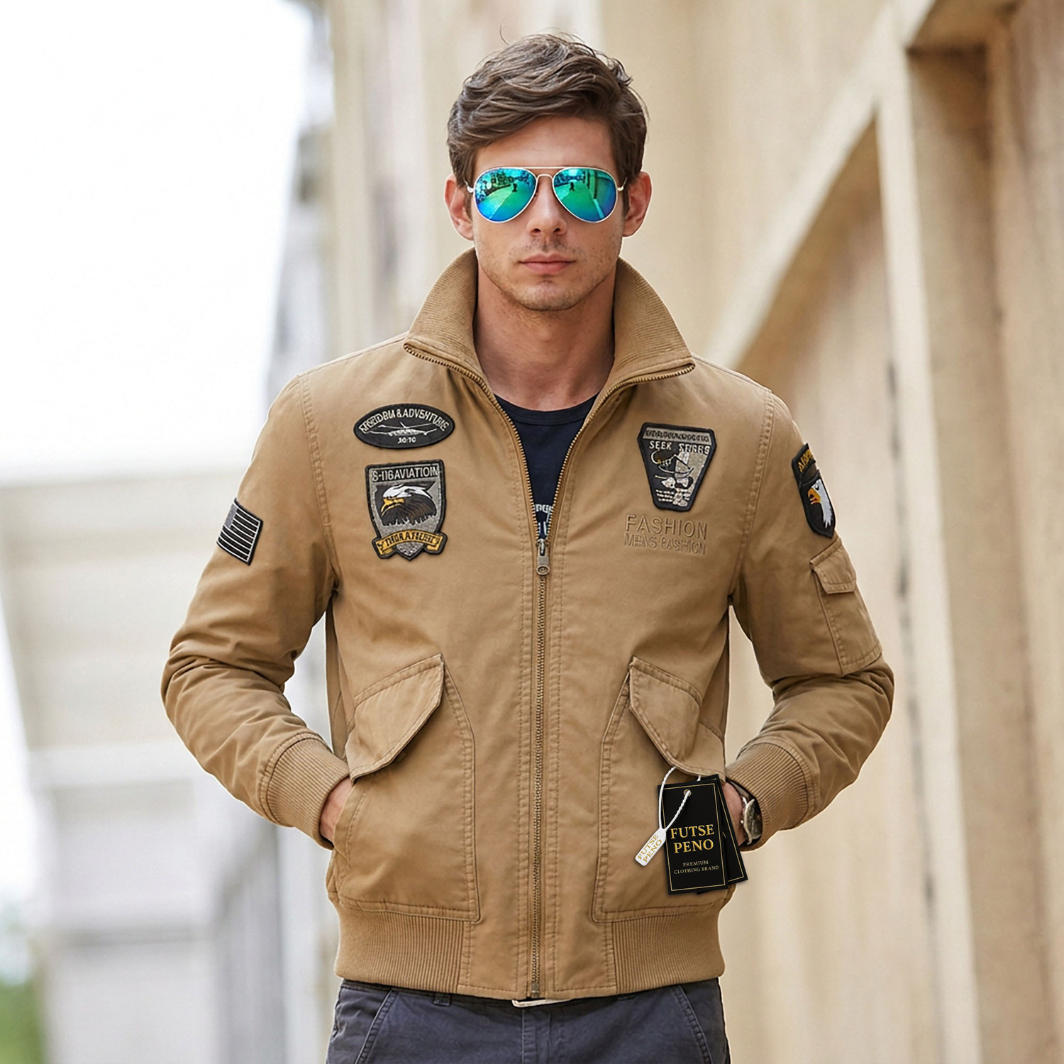 Image of FUTSE PENO Full Sleeve Applique Men Jacket