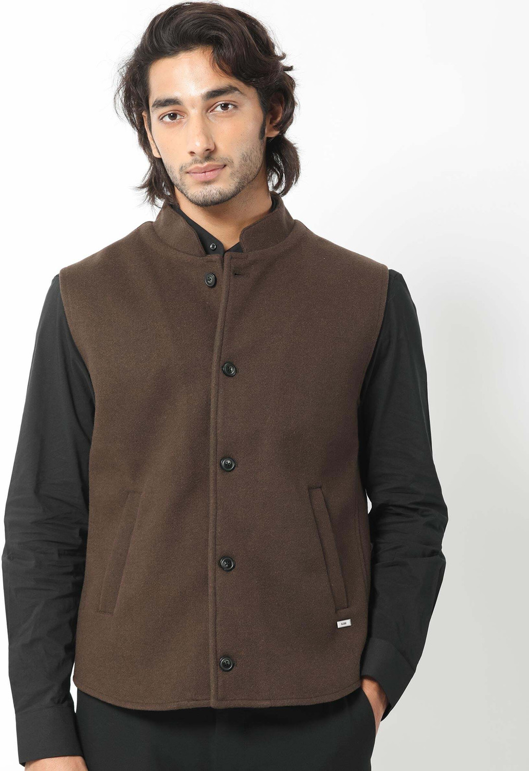 Image of RARE RABBIT Sleeveless Solid Men Jacket