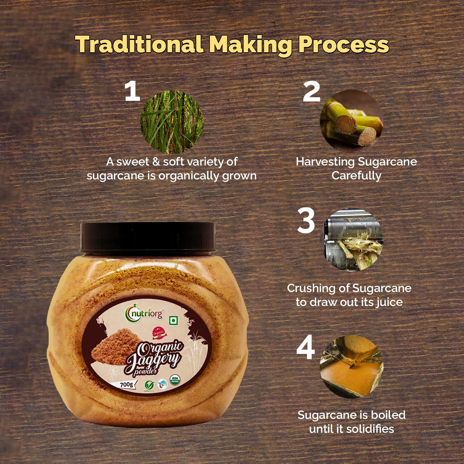 Image of Nutriorg Certified Organic Jaggery Powder Powder Jaggery