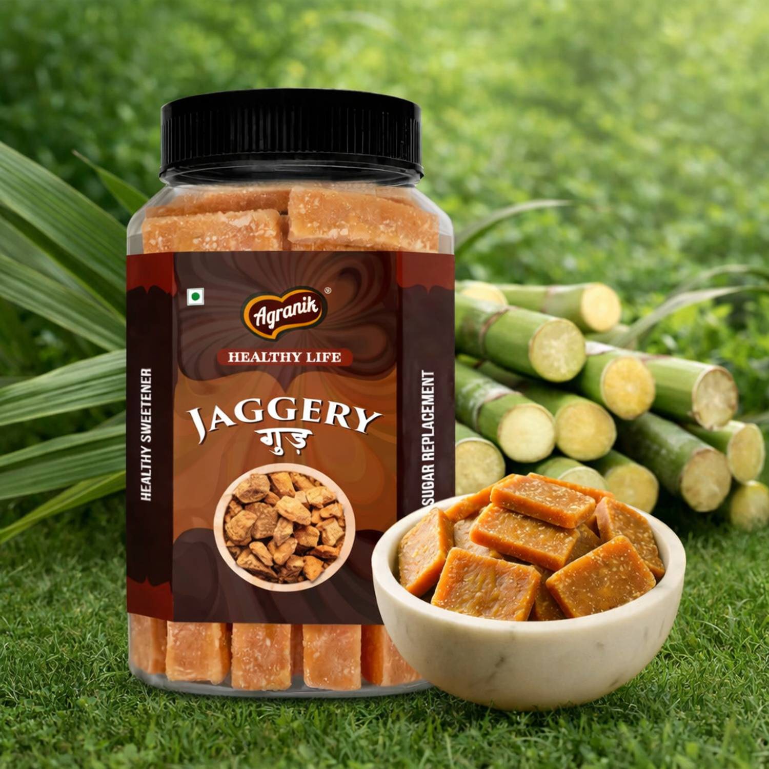 Agranik Jaggery Cubes Healthy Sweet Bites 100% Pure Natural and Chemical Free -450G Cubes Jaggery