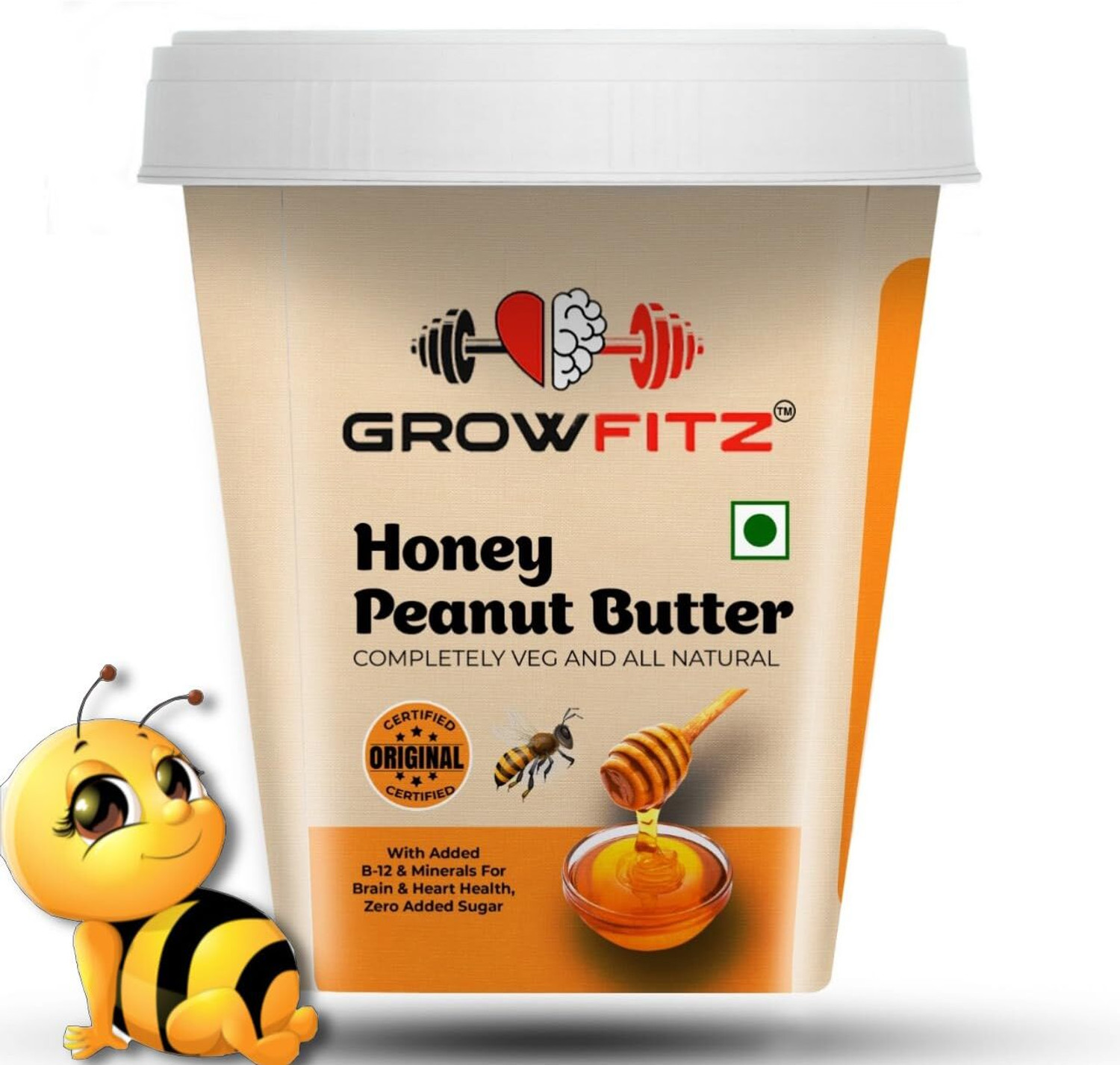 Image of Growfitz High Protein Natural Honey Peanut Butter | 21 g Protein,