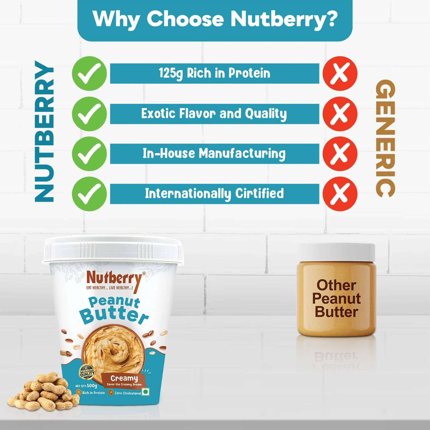 Nutberry Peanut Butter Creamy 500g - Image 2