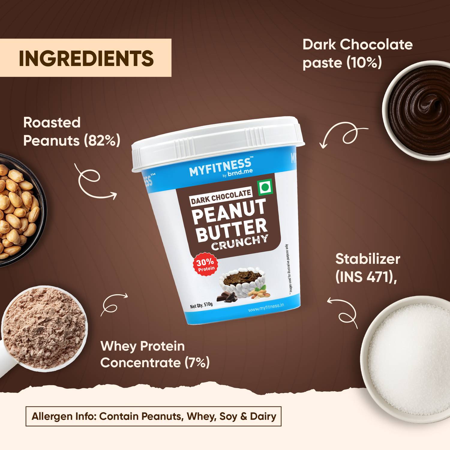 MYFITNESS Peanut Butter Dark Chocolate Crunchy Spread, 30g - Image 5