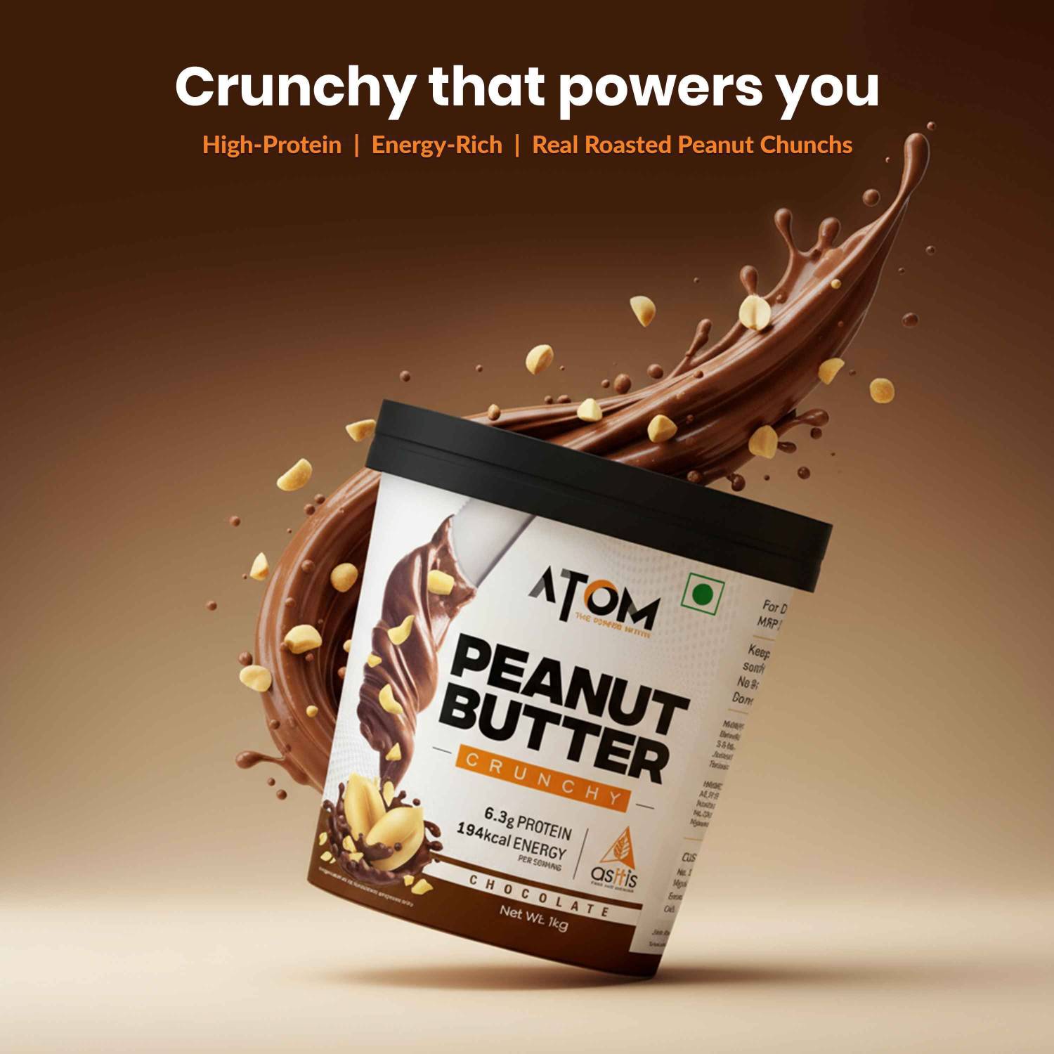 AS-IT-IS Nutrition ATOM Chocolate Peanut Butter Crunchy 1Kg Gluten
