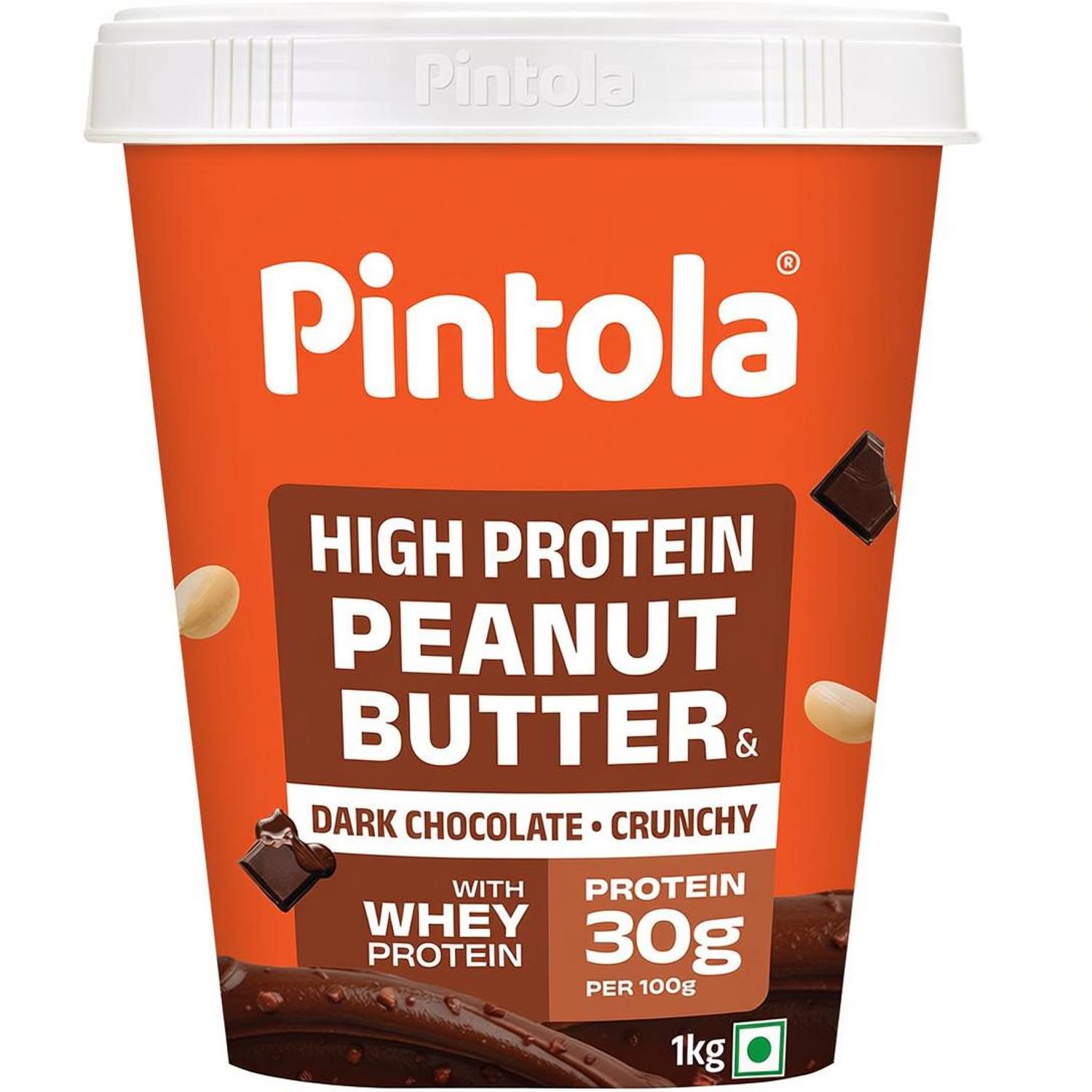 Pintola High Protein Peanut Butter Dark Chocolate (Crunchy) 1 kg - Image 1