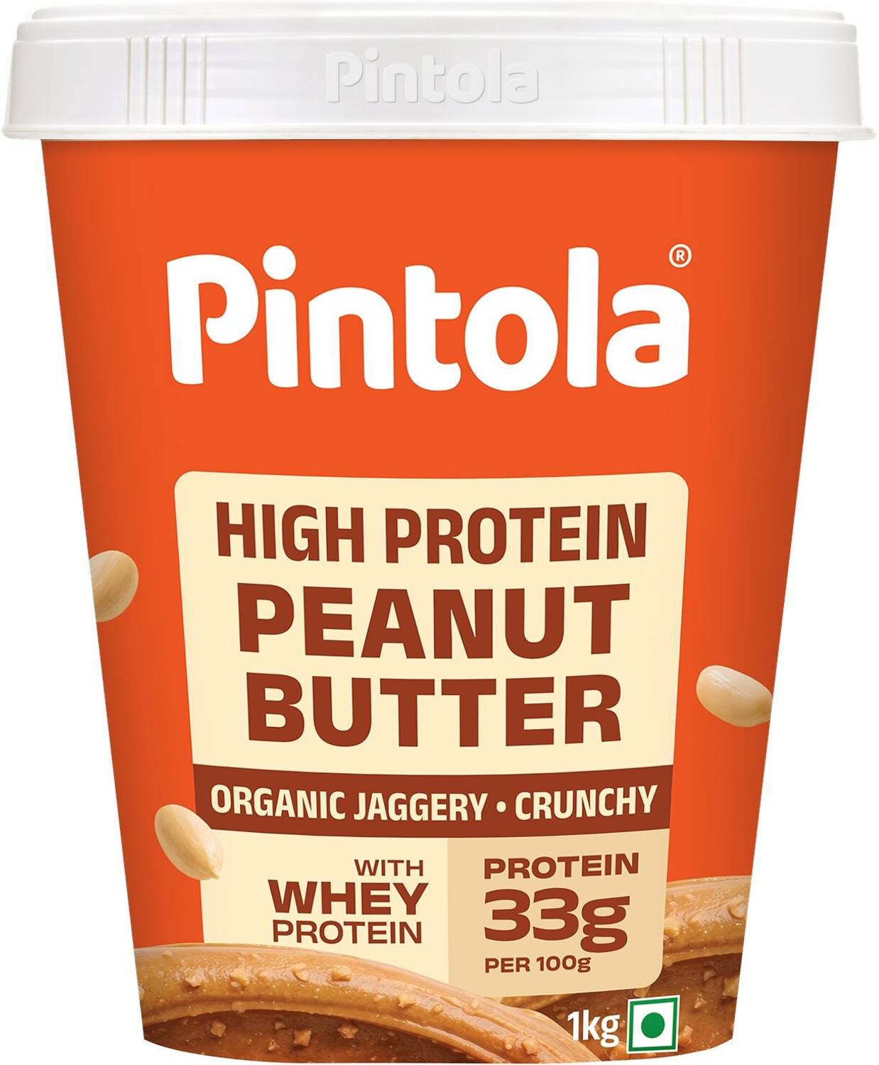 Pintola High Protein Peanut Butter (Organic Jaggery) (Crunchy) 510g - Image 1